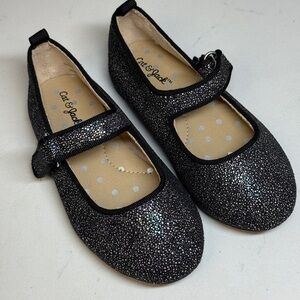 CAT & JACK Black Ballet Flats Toddler Girl’s with glitter-SZ 7